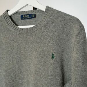 Ralph Lauren Grey Green Logo Cotton Sweater
